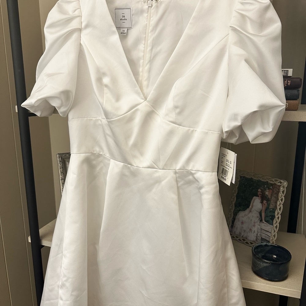 White semi formal dress.